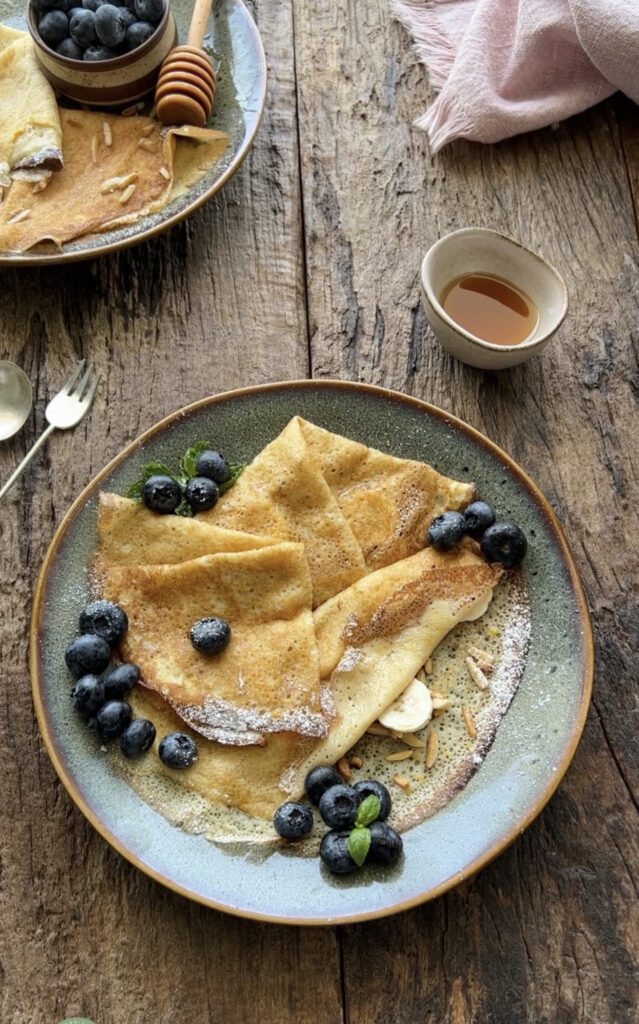 French crepes with blueberries